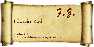 Fábián Zoé névjegykártya